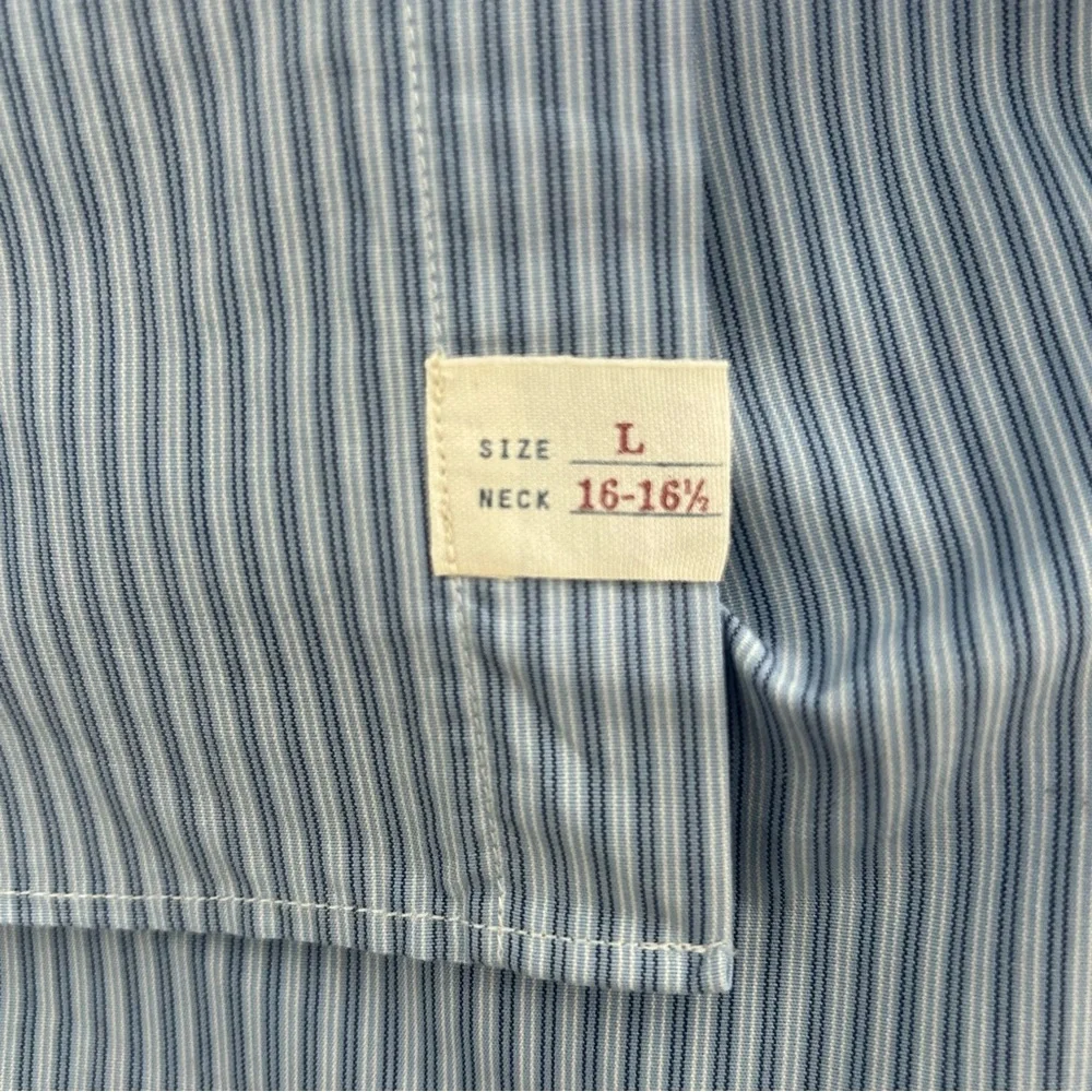 J.Crew 2-Ply Cotton Blue Stripe Dress Shirt L 16-16.5 Classic Fit Button Down